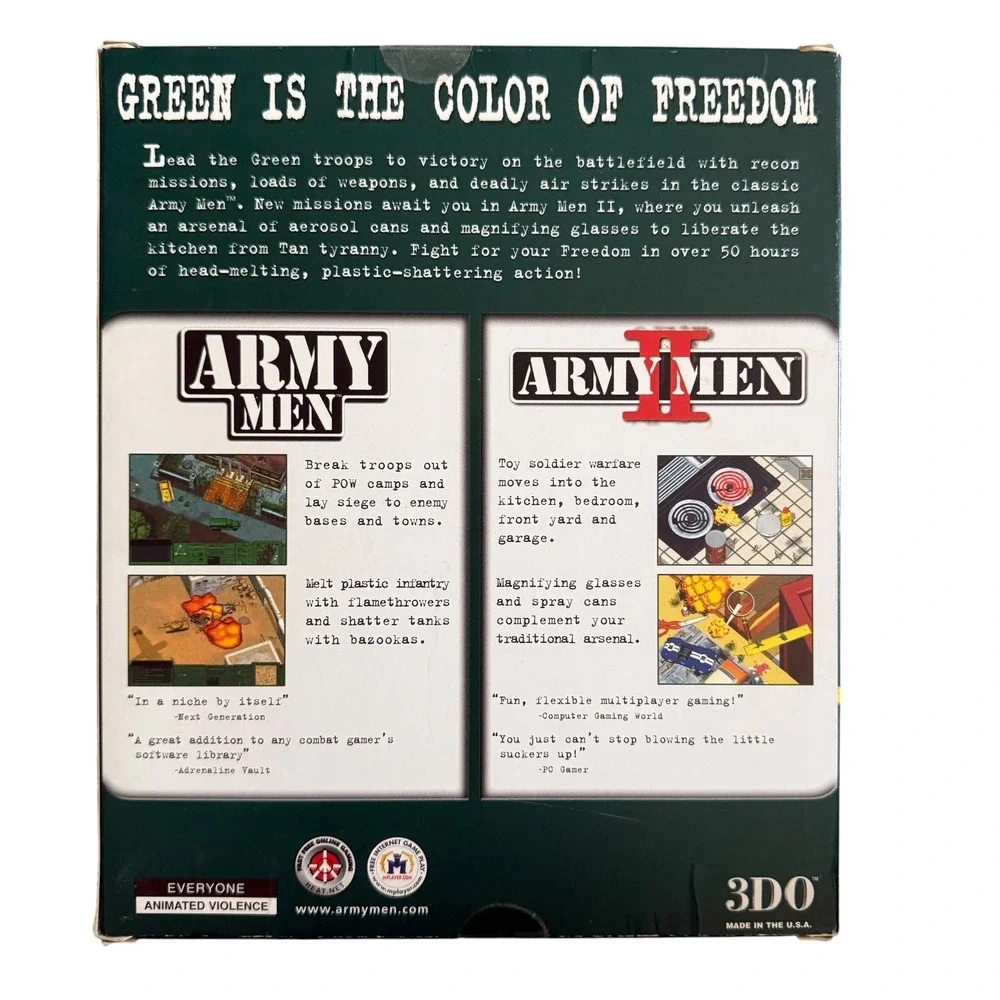3DO Freedom Pack PC Game Bundle Army Men I & II Windows 95/98 Big Box Green New